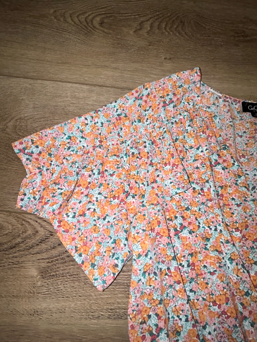 GOGO Peach Floral Romper with Tassel Tie - Picture 4 of 6